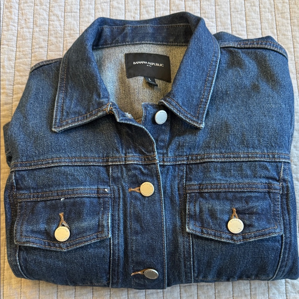 Banana Republic Dark Blue Jean Jacket Size Large NWOT - Picture 9 of 9